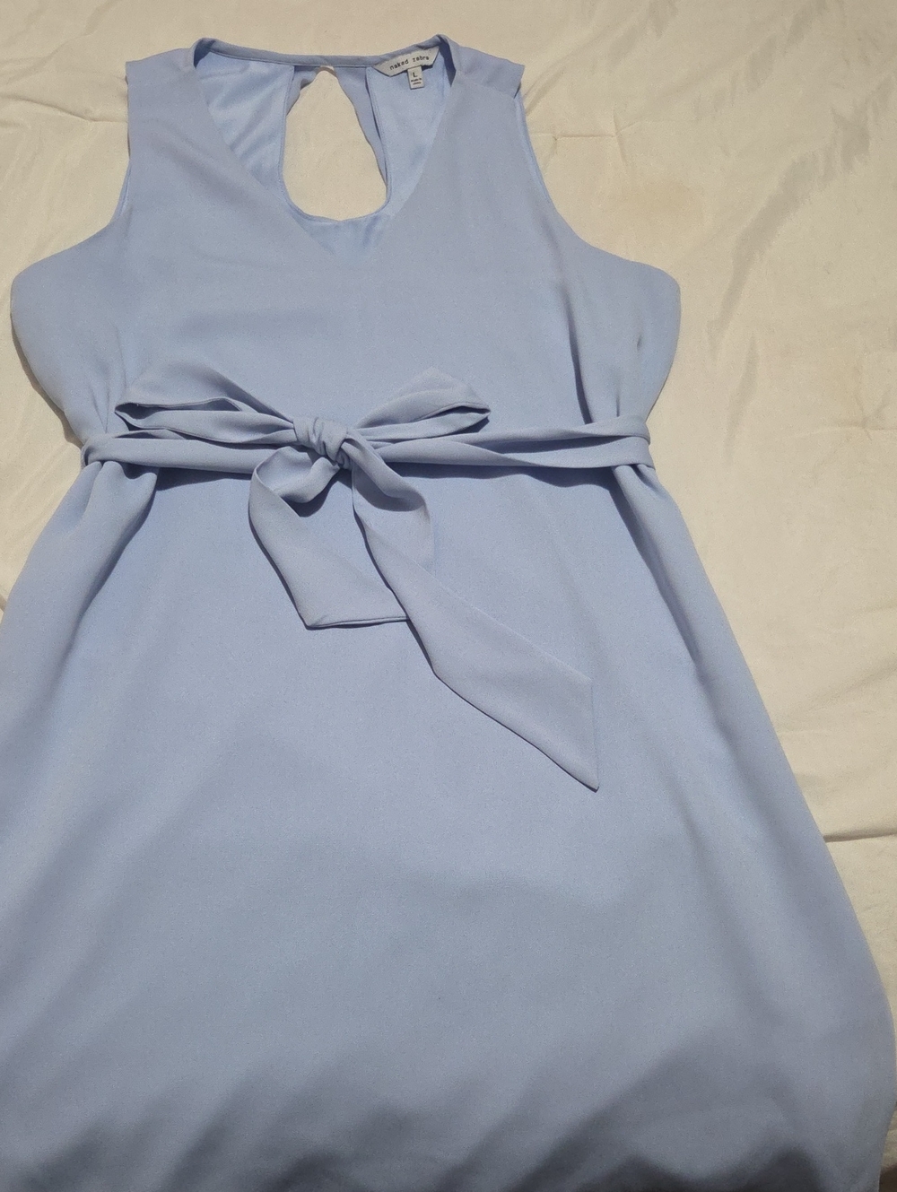Naked Zebra Powder Blue V-Neck Dress